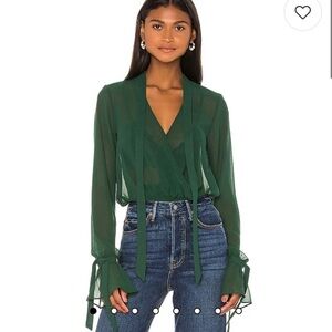 House of Harlow 1960 Sheer Green Blouse XS